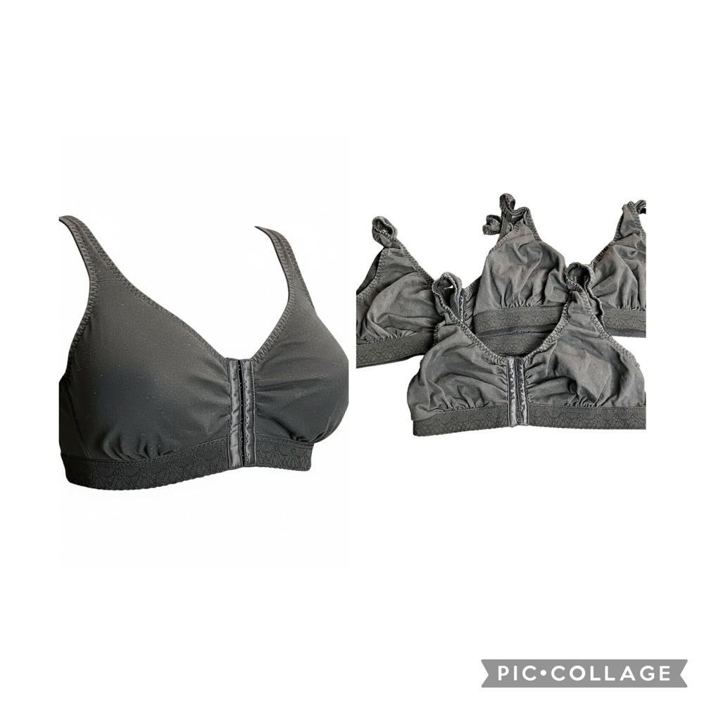 Lot of 3 Carole Martin Comfort Wear Black Full‎ Coverage Front Closure Bra 40